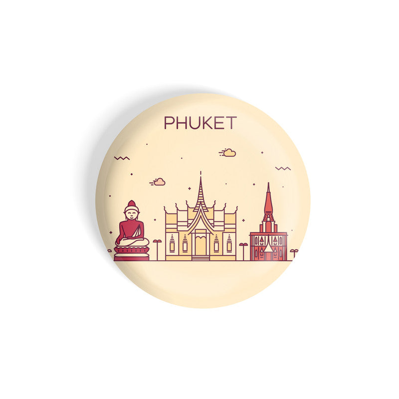 dhcrafts Round Fridge Magnet Brown Color Phuket Glossy Finish Design Pack of 1 (58 mm)